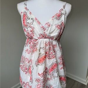 Y2K Faded Glory Paisley Tank Top Juniors S Smocked Pink White 2000s Cotton